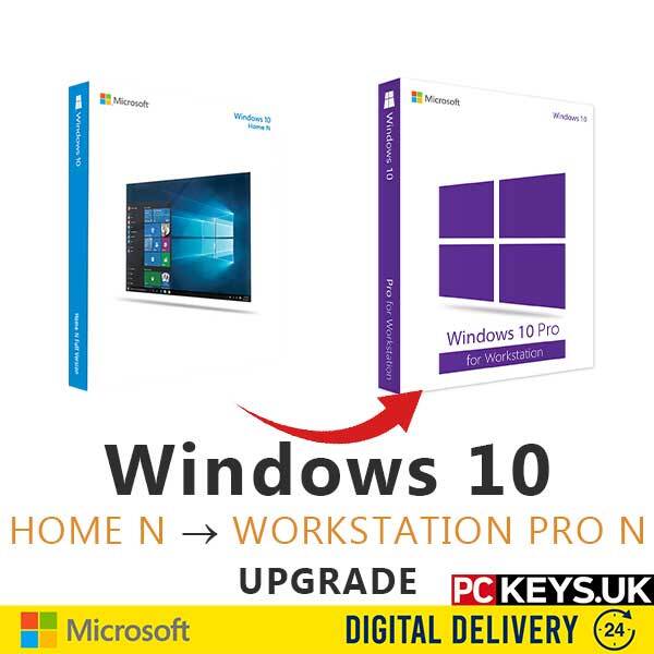 Microsoft Windows 10 Home N to Professional N Workstation Upgrade