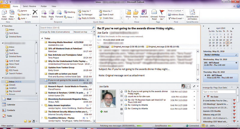 Outlook 2010 inbox