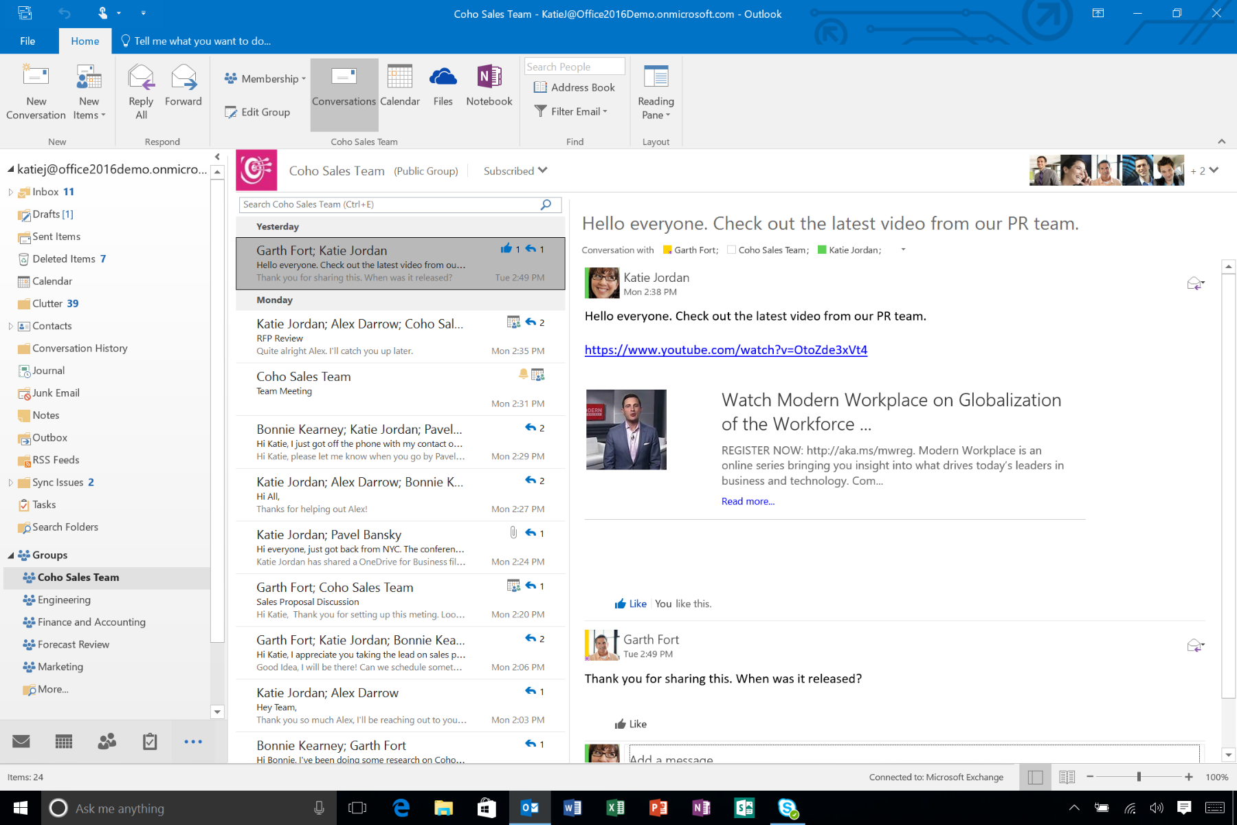 Outlook 2016 desktop
